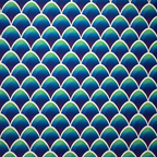Pattern of blue and green mermaid scales on a dark blue background
