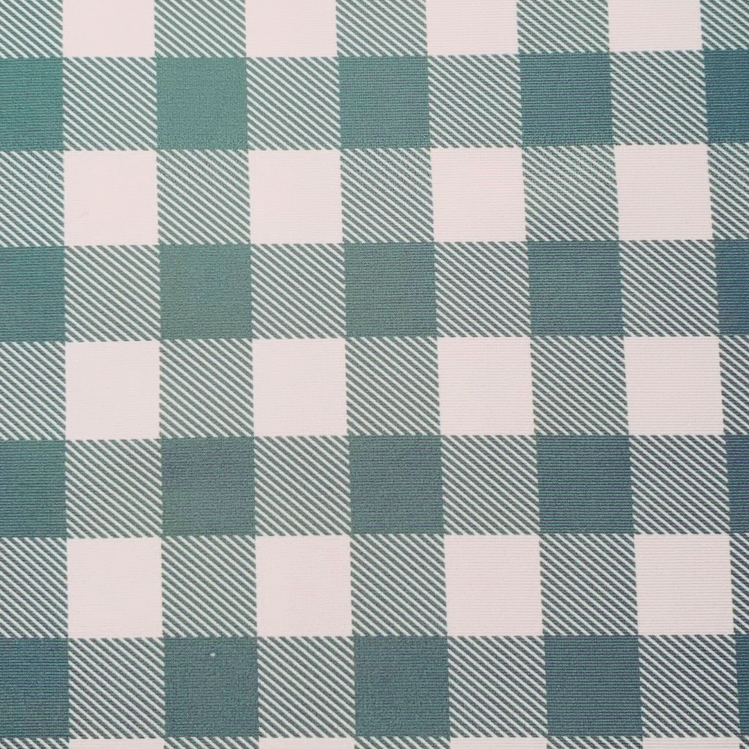 Gingham checkered pattern with green and white squares