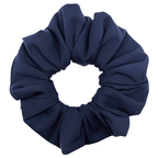 Navy blue scrunchie on a white background