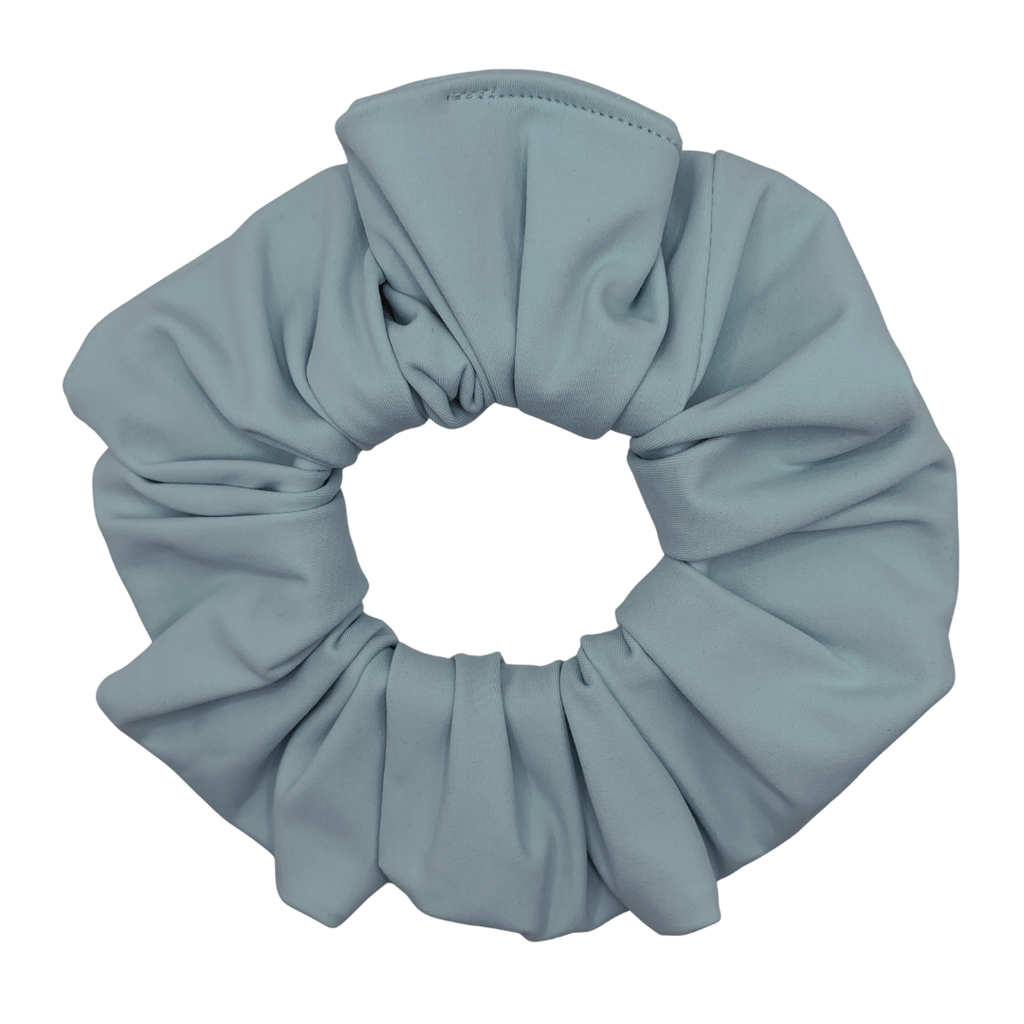 sky Blue scrunchie on a white background