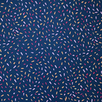 Colorful sprinkles pattern on a blue background