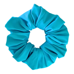 Aqua blue scrunchie on a white background