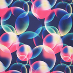 Neon bubble swim scrunchie pattern on a dark navy background