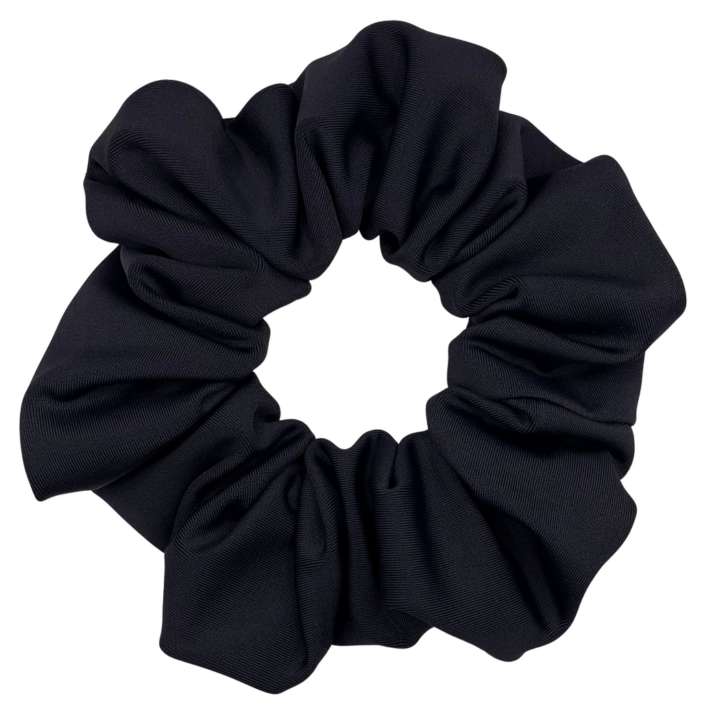 Black scrunchie on a white background