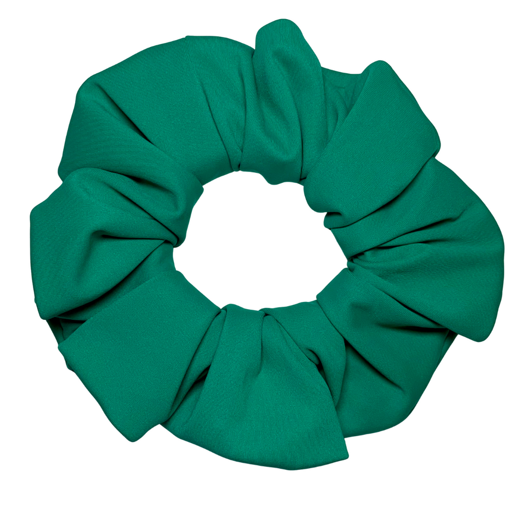 Green swim scrunchie on a white background