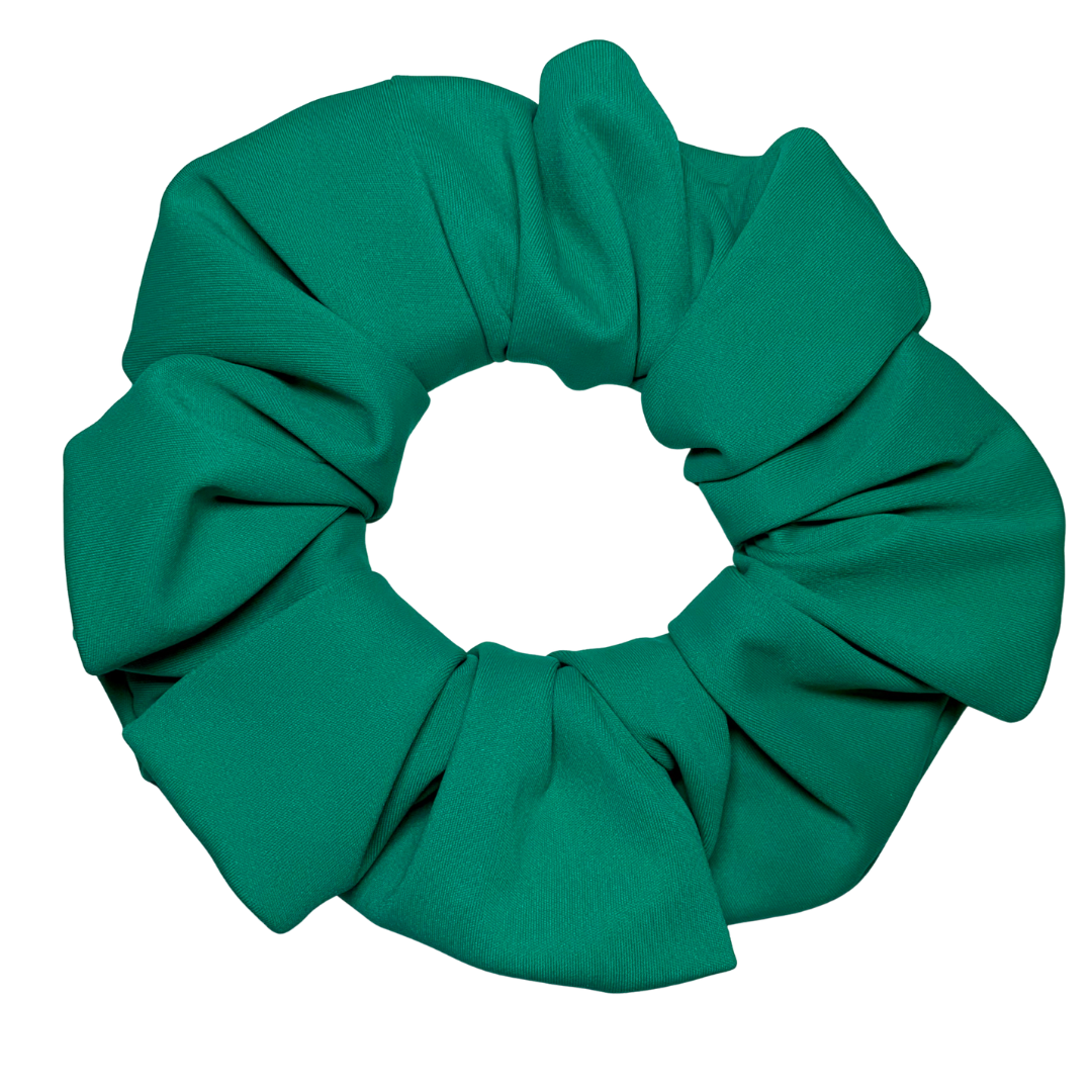 Green swim scrunchie on a white background