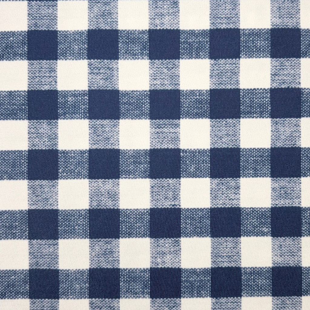 Close-up of blue and white checkered fabric pattern