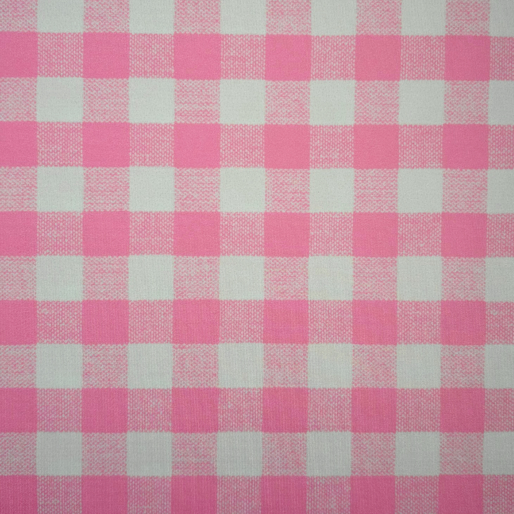 Pink and white checkered fabric pattern