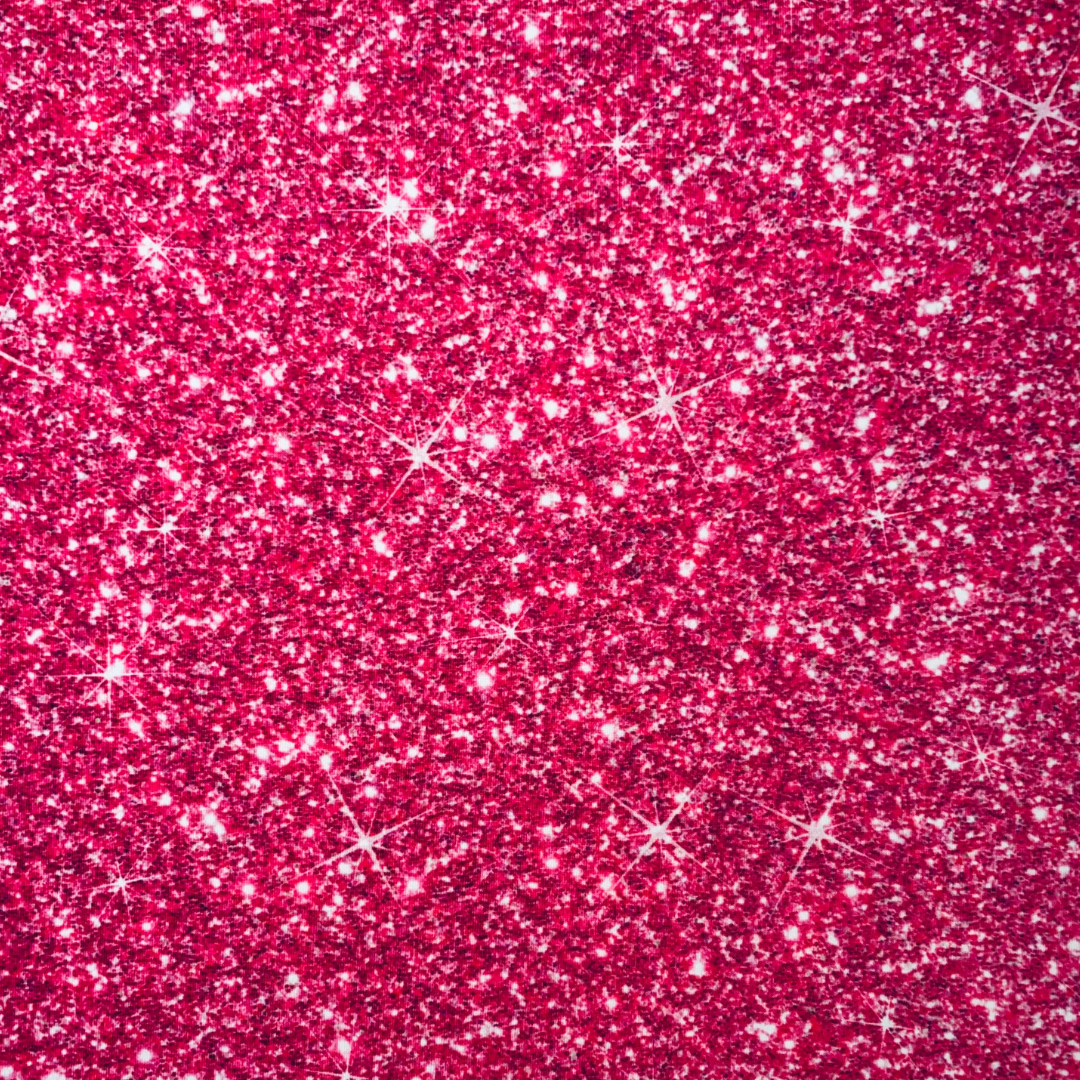 Pink printed sparkle swim scrunchie fabric