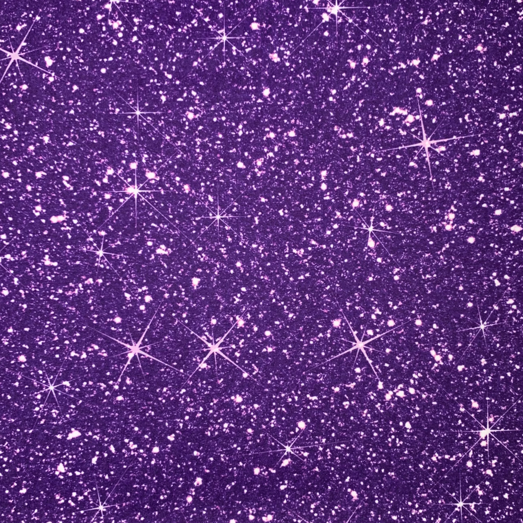 Purple printed sparkle swim scrunchie fabric