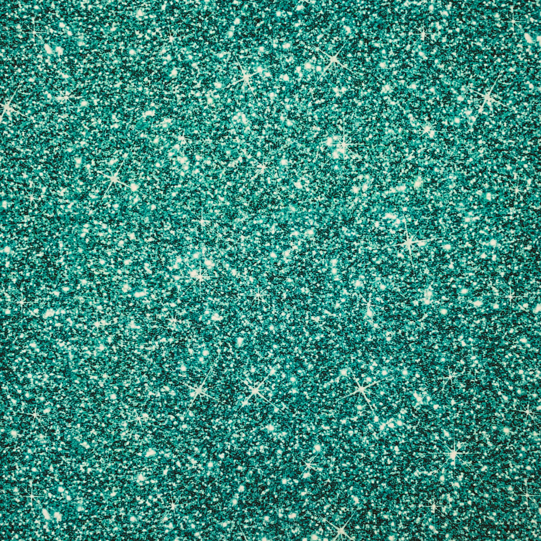 Teal printed sparkle swim scrunchie fabric