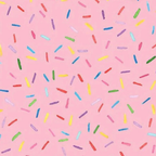 Colourful sprinkles pattern on a pink background