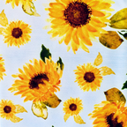 Pattern of yellow sunflowers with a white background